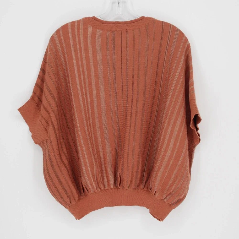 Democracy Women's Batwing Dolman‎ Sleeve Rust Striped Boho Knit Sweater Size M